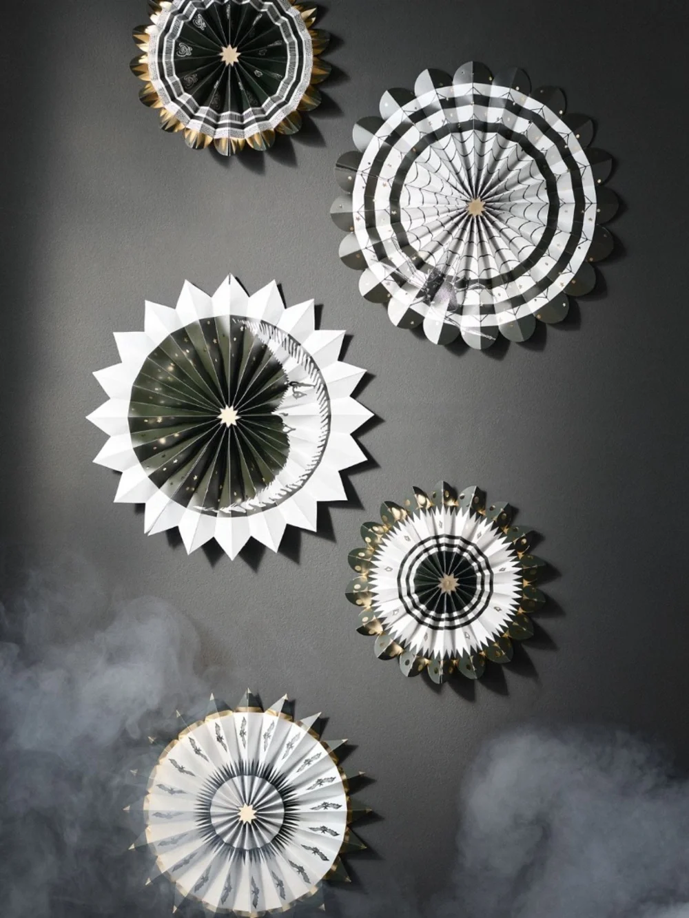 Anthropologie x Florence Balducci black cat paper fans hand painted